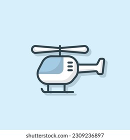 Helicopter Flying Vehicle flat outlined icon