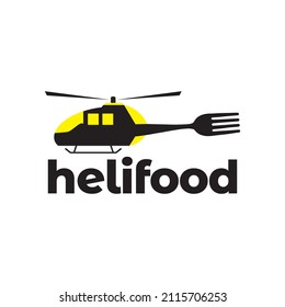 helicopter with fork food logo design, vector graphic symbol icon sign illustration