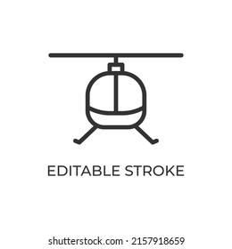 Helicopter front view line icon. Air Transport. Isolated vector illustration on a white background. Editable stroke.