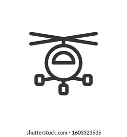 Helicopter front view vector outline style icon. Marking of public transport stops.