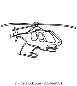Helicopter in Full Flight Continuous Line Drawing 
