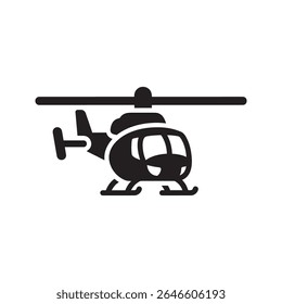 Helicopter glyph icon for air transport aviation vehicle and emergency rescue chopper flight symbol vector graphic illustration vector solid glyph icon