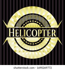 Helicopter gold emblem. Vector Illustration. Detailed.