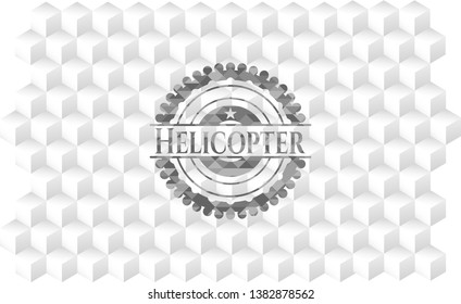 Helicopter grey emblem with cube white background