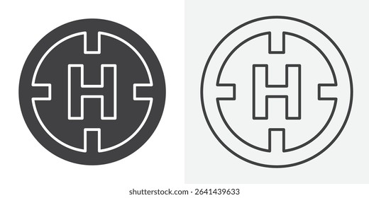 helicopter helipad icon Line graphics illustration