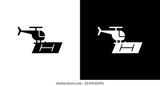 helicopter helipad icon linear logo isolated