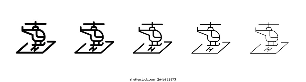 Helicopter helipad icon thin flat outline style vector sign