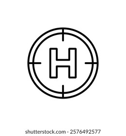 helicopter helipad icon vector outline logo sign
