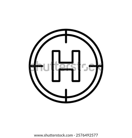 helicopter helipad icon vector outline logo sign