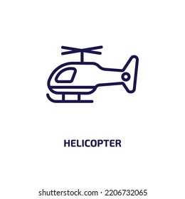 helicopter icon from army and war collection. Thin linear helicopter, transportation, aircraft outline icon isolated on white background. Line vector helicopter sign, symbol for web and mobile