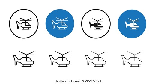 Ícone de helicóptero Conjunto de logotipo de vetor de arte de linha preta