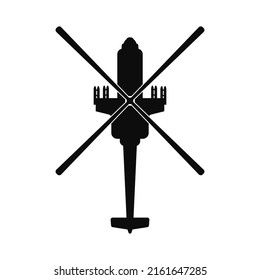 Helicopter icon. Black silhouette. Military aviation. Vector illustration