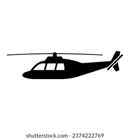 Helicopter icon. Black silhouette. Side view. Vector simple flat graphic illustration. Isolated object on a white background. Isolate.