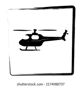 Icono de helicóptero. Marco del pincel. Ilustración vectorial.
