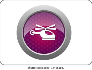helicopter icon button on white background
