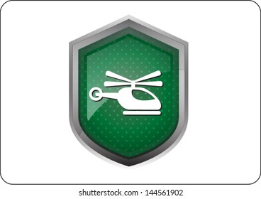 helicopter icon button on white background