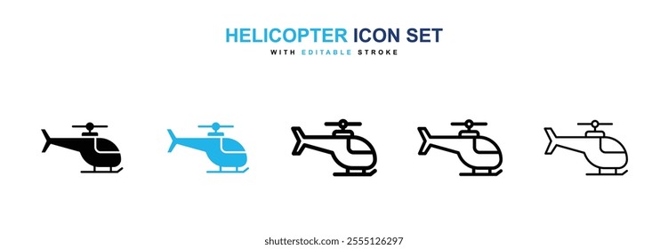 Helicopter icon collection in black and blue colors