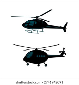 Helicopter icon. Colored vector illustration on a white background. Created on a graphic tablet.