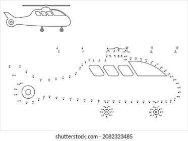 Helicopter Icon Dot To Dot, Air Transport Icon, Vehicle Vector Art Illustration