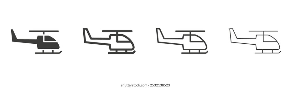 Ícone de helicóptero em tamanhos de preenchimento e três traçados