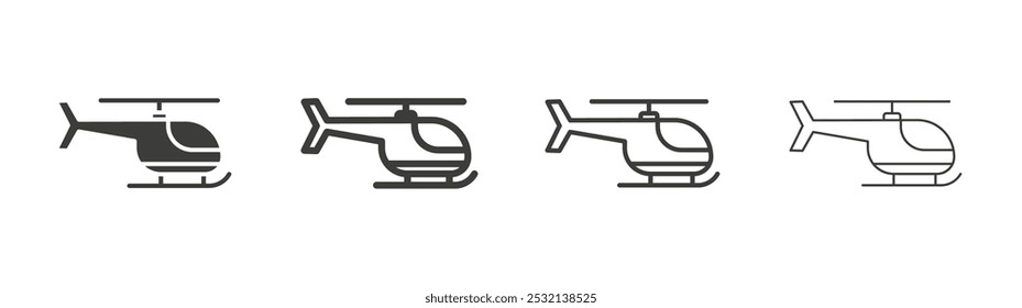 Ícone de helicóptero em tamanhos de preenchimento e três traçados