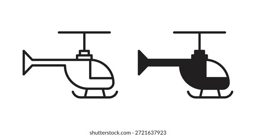 Hubschraubersymbol in ausgefüllter, dünner Linie, Strichstil für Website und Apps