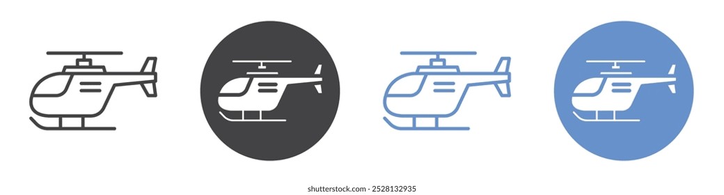 Icono de helicóptero Arte plano en blanco y negro aislado
