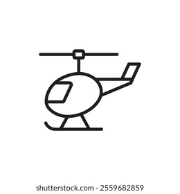 Helicopter icon Flat art in black and white isolated