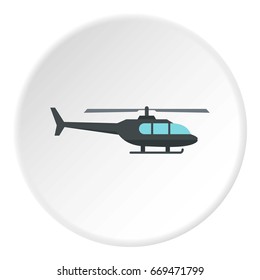 Helicopter icon in flat circle isolated on white background vector illustration for web