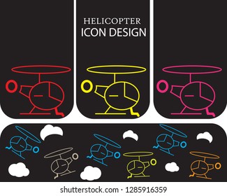 Helicopter icon flat design with EPS 10 - jpeg format, simple and trendy flat style isolated on balck background. Chopper illustration.
