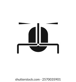 Helicopter icon Flat simple outline set