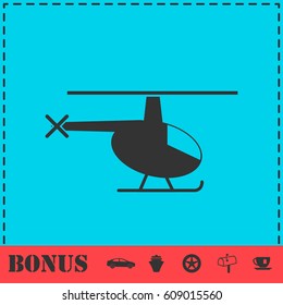 Helicopter icon flat. Simple vector symbol and bonus icon