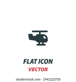 Helicopter icon in a flat style. Vector illustration pictogram on white background. Isolated symbol suitable for mobile concept, web apps, infographics, interface and apps design