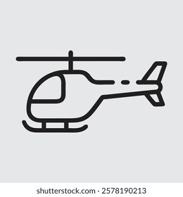 helicopter icon Flat vector illustration in black on white background