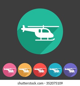 helicopter icon flat web sign symbol logo set