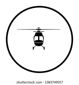 Helicopter icon front view. Thin Circle Stencil Design. Vector Illustration.
