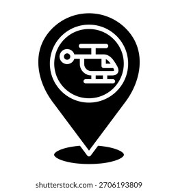 Ilustración vectorial de diseño de glifo de icono de helicóptero