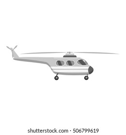 Helicopter icon. Gray monochrome illustration of helicopter vector icon for web