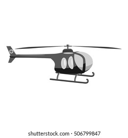 Helicopter icon. Gray monochrome illustration of helicopter vector icon for web
