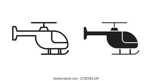Icono de helicóptero en diseño de línea. Sencillo Vector de iconos