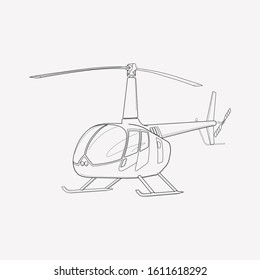 Elemento de línea de icono del helicóptero. Ilustración vectorial de la línea de icono del helicóptero aislada en fondo limpio para el diseño del logotipo de la aplicación móvil web.
