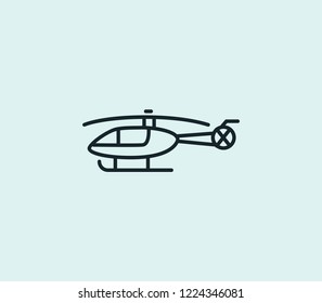 Helicopter icon line isolated on clean background. Helicopter icon concept drawing icon line in modern style. Vector illustration for your web mobile logo app UI design.