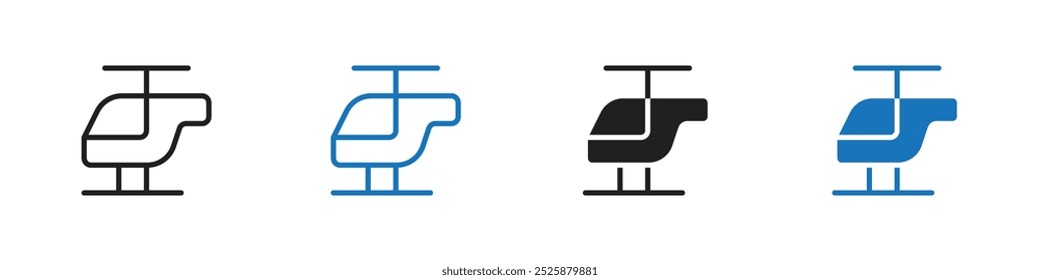 Ícone de helicóptero gráficos lineares definir vetor em preto