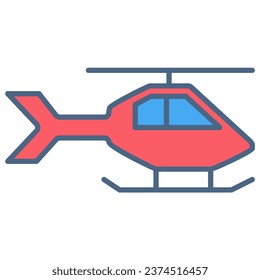 Helicopter icon or logo illustration filled outline color style. Icons transportation.