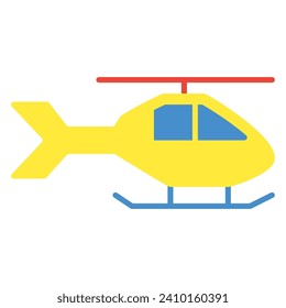 Helicopter icon or logo illustration flat color style