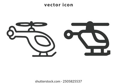 Helicopter icon logo on isolated white background with glyph icon style, Helicopter vector illustration