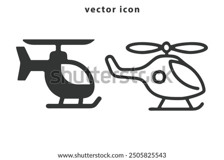 Helicopter icon logo on isolated white background with glyph icon style, Helicopter vector illustration