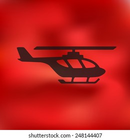 helicopter icon on blurred background