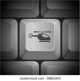 Helicopter Icon on Computer Keyboard Original Illustration