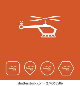 Helicopter Icon on Flat UI Colors with Different Shapes. Eps-10.